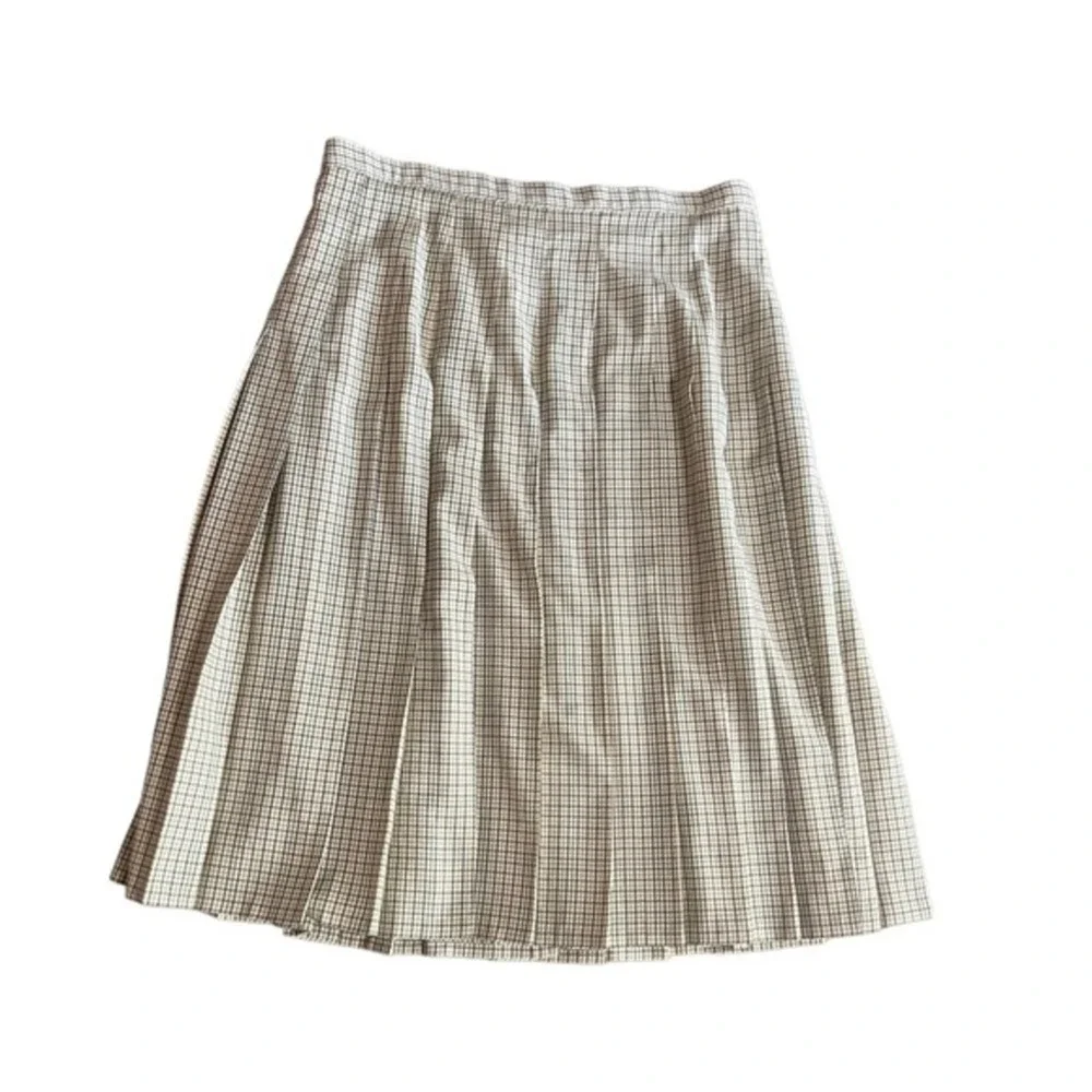 Vintage Bill Blass USA Tattersall Plaid Suit Double Breasted Box Pleat Skirt 14